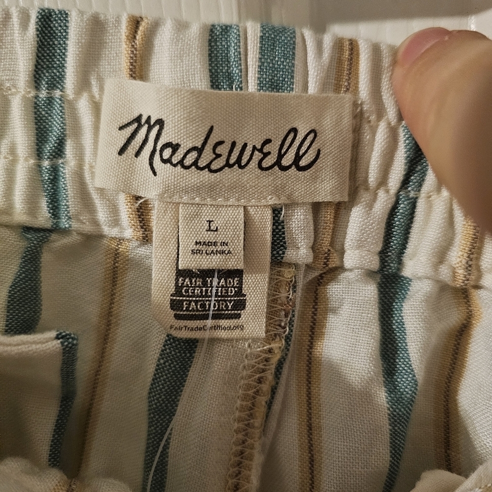 Madewell NWT Linen Viscose Blens Track Shorts in Stripe Size L - Picture 3 of 9